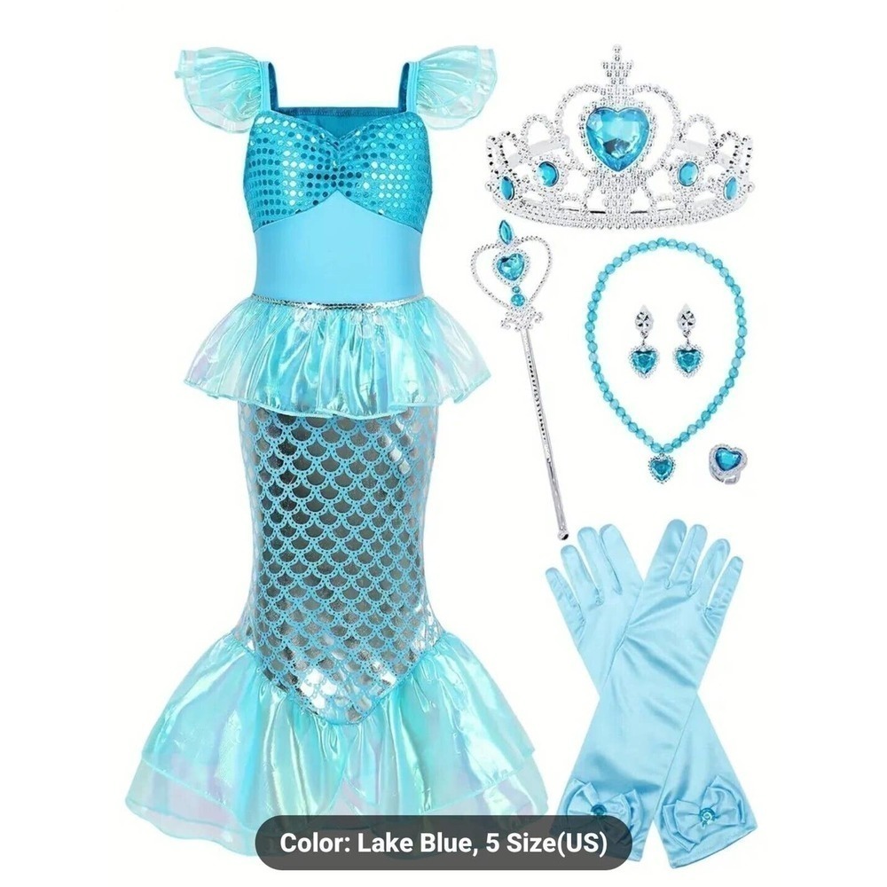 Ariel Costume for Girls The Little Mermaid, Size 9/10 New W/t Accessories